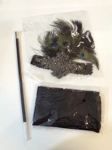 Peacock feather flapper 1920s look beaded & sequined headband costume cosplay