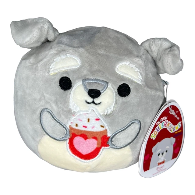 Squishmallow Shaun 5” Valentines Dog Schnauzer  Exclusive Plush Gray HTF NWT