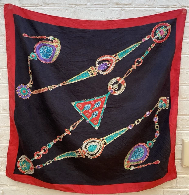 Foulard En Soie Mademoiselle RICCI Paris 80x80 Cm Vintage Floral Bleu - Occasion