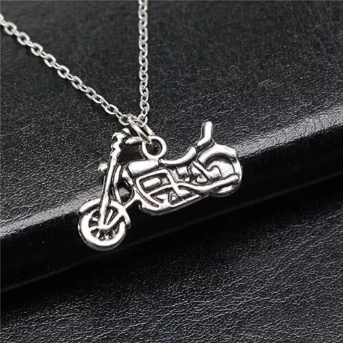 Collana da motociclista con ciondolo MOTO Argento catena ACCIAIO INOX Uomo Donna