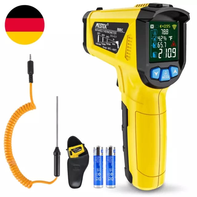 Infrarot Thermometer Laser MESTEK Temperaturmessgerät Mit K-Sonde IR Pyrometer -