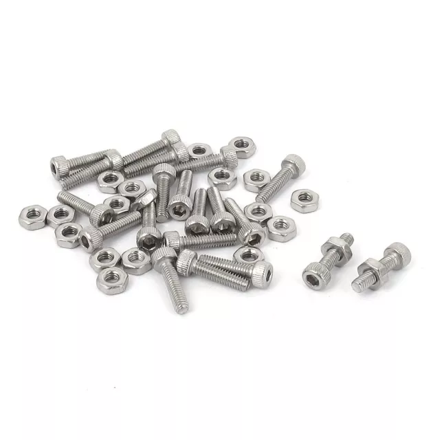 Vis M2,5 x10mm acier inox. tête hexagonale Vis moletée Set boulons écrous 20Pcs