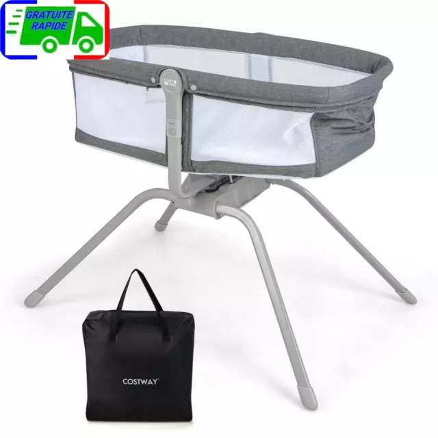 Berceau Bébé Pliable avec Matelas Moelleux de 2,5 cm Lit de Voyage avec Inclinai