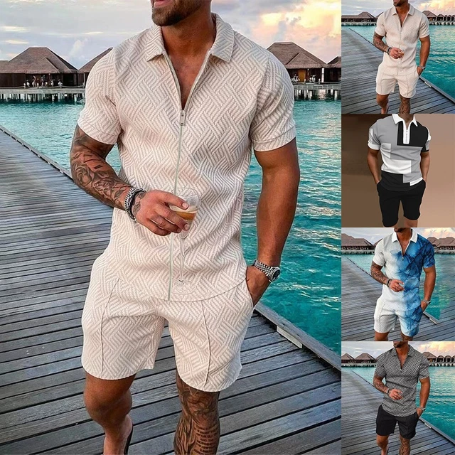 Set 2 pezzi felpa uomo camicie corte e pantaloncini arredamento estivo