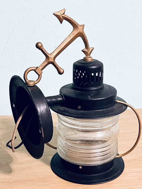 Vintage Moe Brothers Metal & Glass Maritime Anchor Ship Wall Light Union Made
