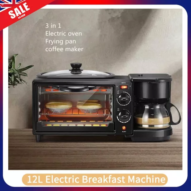 12L Toaster Oven 3-In-1 Electric Breakfast Machine Multi Pizza Oven Coffee Maker