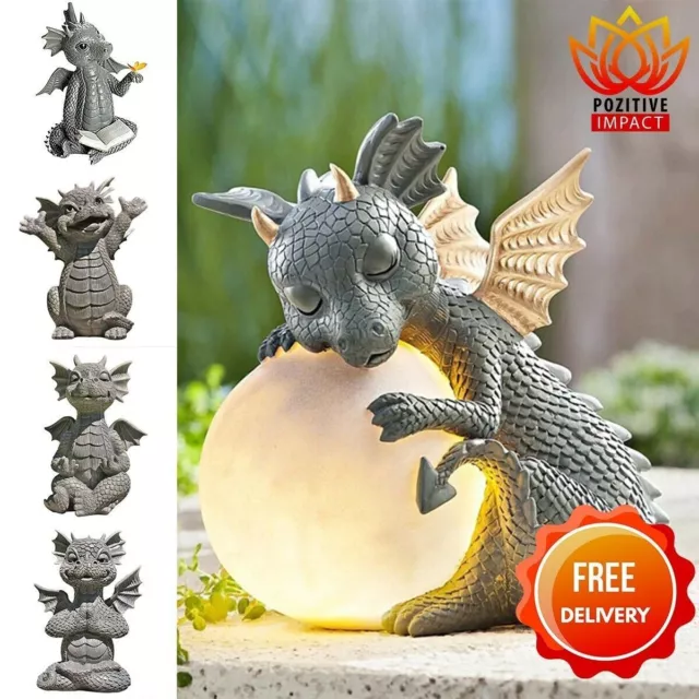 Piece Dragon Meditation Statue Fantasy Baby Dinosaurs Figurine Ornaments Decor