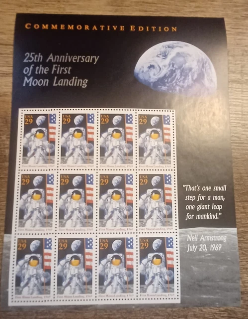 25th Anniversary of the First Moon Landing USPS Scott 2841 Sheet Stamps.