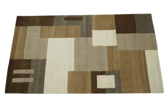 Nepal Tapis 100% Laine Noué à la Main Beige Braun Gris Orient 90x160 CM N-771