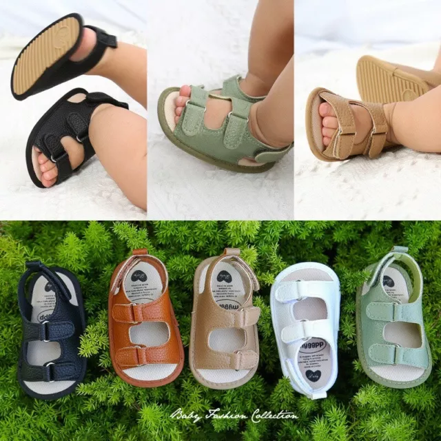 Newborn Baby Girls Boy Sandals Non-Slip Soft Sole Crib Shoes Prewalker Summer UK