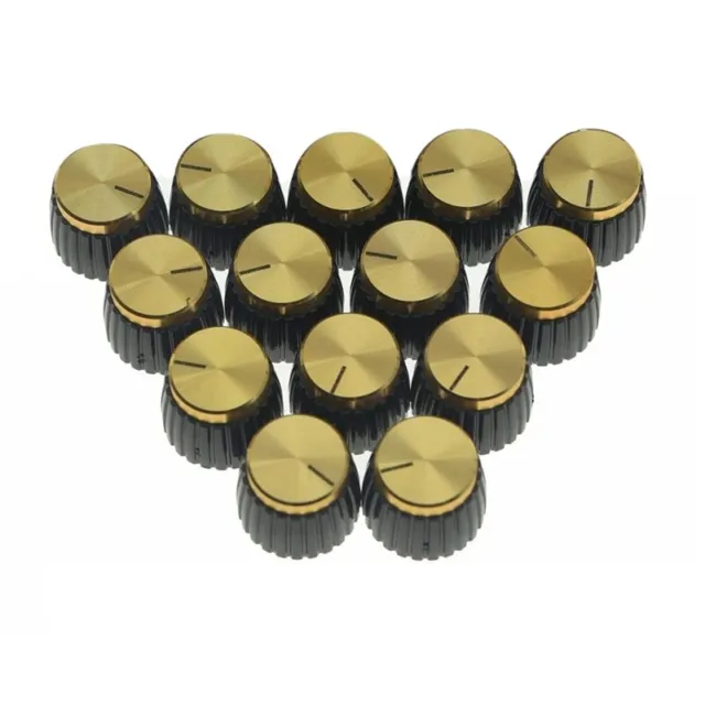45er Push on Fit Knobs Black with Gold Aluminum  Top Fits 6mm Diameter Pots J8L5 3