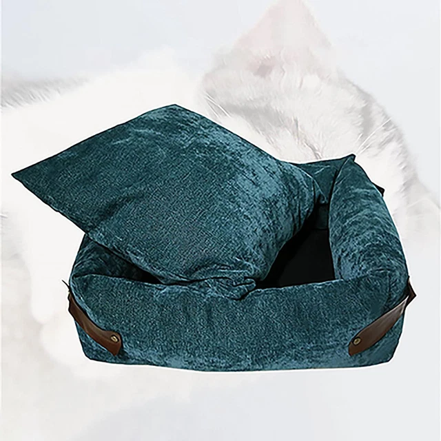 Panier de Lit pour Chien En Peluche Douce Amovible Nid de Maison Sac de Couchage