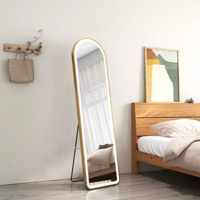 EMKE Arched Dressing Full Length Mirror with LED Lights Free Floor Standing