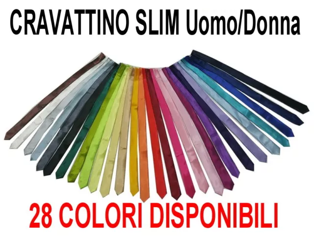 Cravatta Cravattino Sottile Slim Uomo Donna Stretta Nera Rossa Grigia Blu Viola