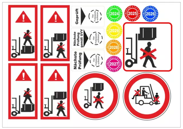 Stapler Aufkleber  1Set Gabelstapler Bagger Baumaschinen Warnung Warnhinweis UVV
