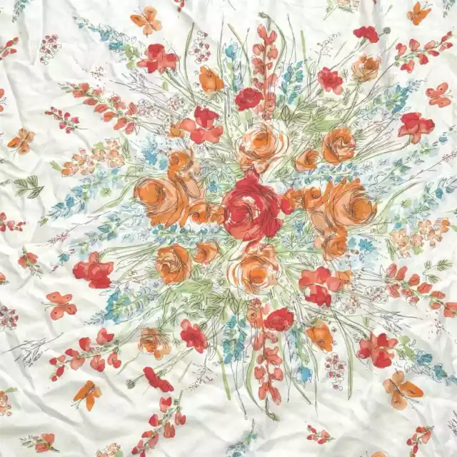 Vera Neumann Signature Bamboo Duvet Cover Queen White Orange Floral READ 2