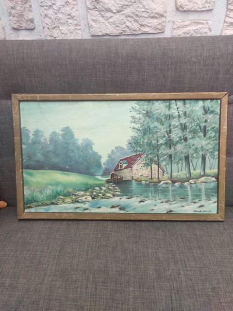 ANCIEN TABLEAU HUILE sur toile signé claude carion paysage EUR 27,00