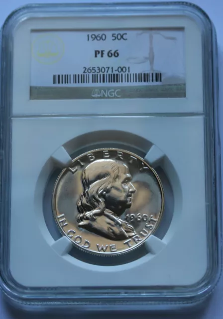 US 1960 Proof Franklin Half Dollar Coin NGC PF66