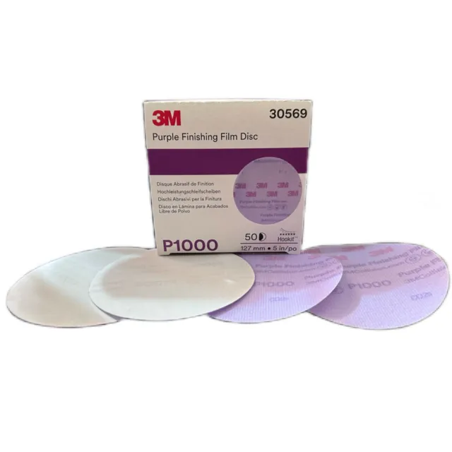 3m P1000 30569 Sanding Pad - 5” - Purple Finishing Film Disc  - 50ct Box