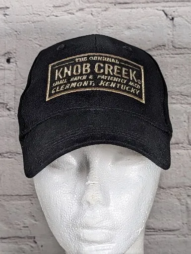 Knob Creek Bourbon Whiskey Strapback Black Baseball Cap Hat Kentucky logo