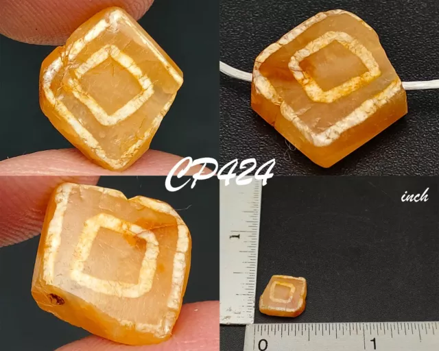 Ancient Sasanian Etched Pattern Carnelian Stone Bead Good Collection #CP424