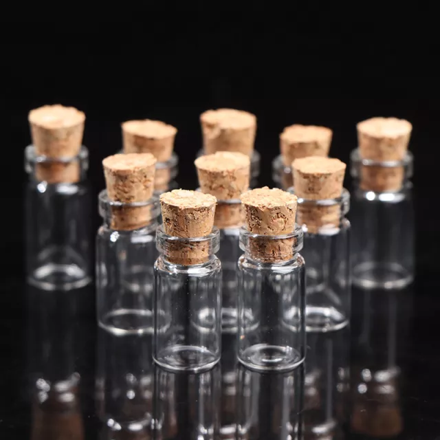 10pcs Small Glass Bottles with Cork Tiny Vials Jars 11x22mm For Wedd'mj