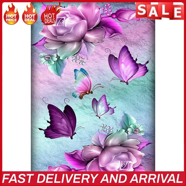 Flowers and Butterflies Oil Paint By Numbers DIY Handpainted Decoration Craft