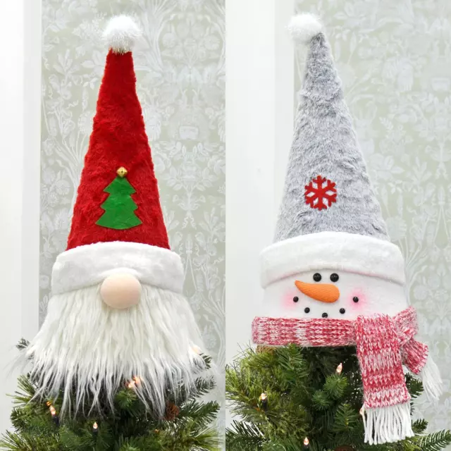 Weihnachtsbaum Topper Neuheit Charakter Vlies Strickstoffe Weihnachtsmann Schneemann 48cm