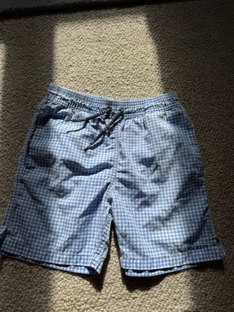 Hackett Blue/White Checked Boys/Kids Swim/Swimming Shorts/Trunks.  Age 9-10