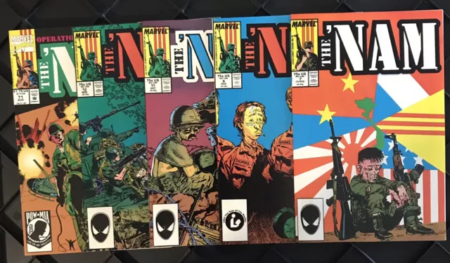 The Nam Comic Book Lot of 5 Marvel Comics #7 & Up 1987 NM