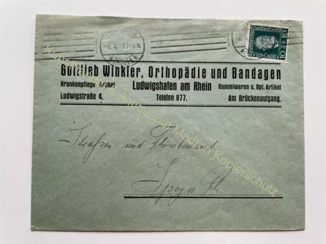 orig. Reklame Briefumschlag 1925 Ludwigshafen am Rhein Winkler Orthopädie