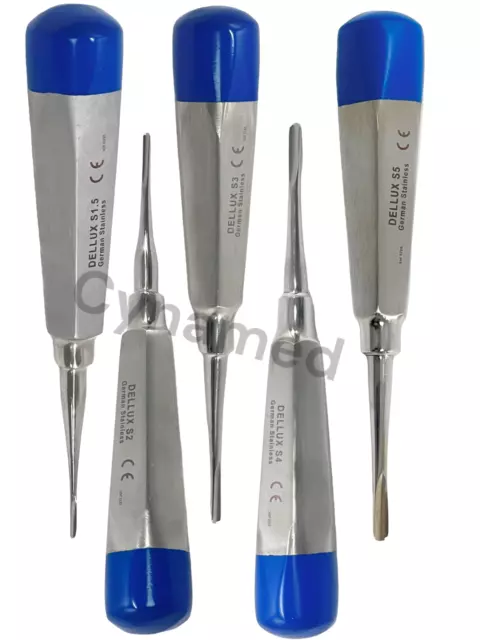 German Dental Elevator Extracting Luxating Apical Root Elevator Set 5 Str Blue