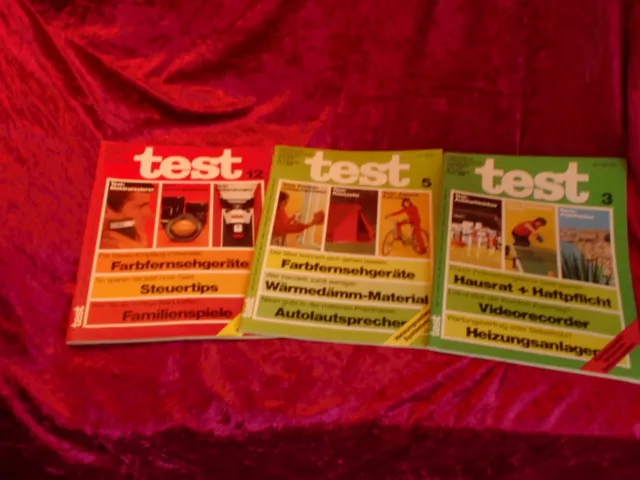 3 Zeitschriften Test 1981 Nr. 3, 5 1982 Nr. 12 TV Video Heizung Spiele