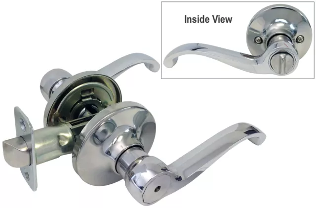 Privacy Polished Chrome Bedroom Bathroom Lever Handle Knob Door Lock lockset