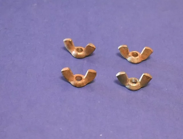 4 Vintage Steel Wing Nuts 1/4"-20 Coarse Thread