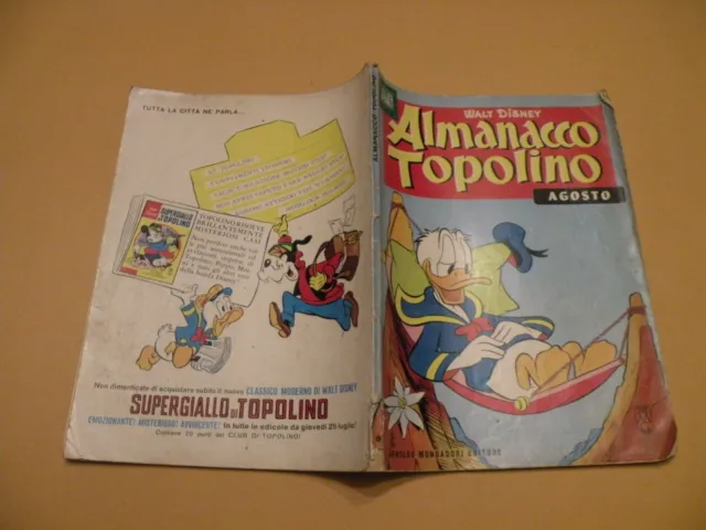 Almanacco Topolino 1963 N.8 Mondadori Walt Disney Originale Molto Buono Bollini