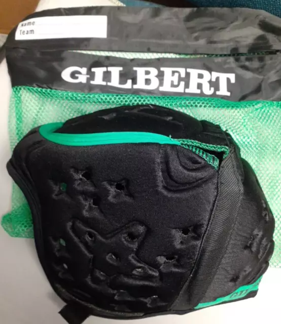 Gilbert VX Cell Rugby Headguard includes carry bag -Black/Green size XL
