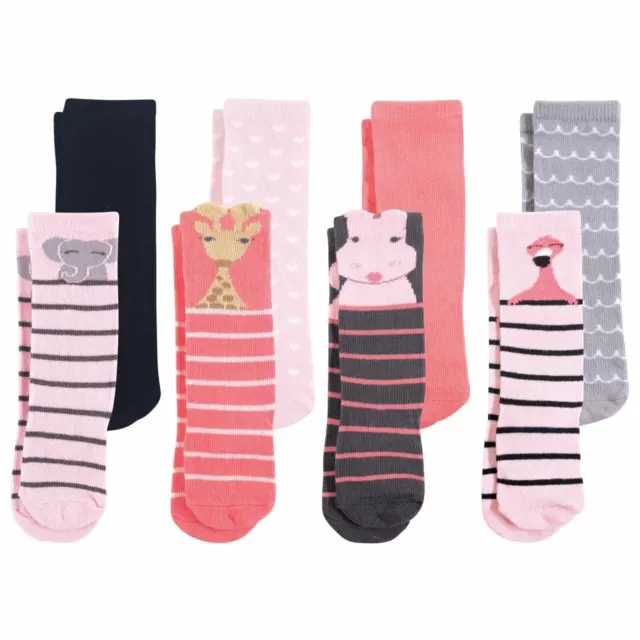 Hudson Baby Knee High Socks, 8-Pack, Safari Girl Stripe