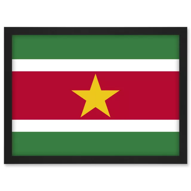 Suriname National Flag World Flags Country Poster Framed Art Picture Print A3