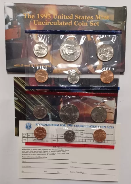 1995 US Mint 10 Coin Uncirculated Set Complete Philadelphia & Denver OGP & COA