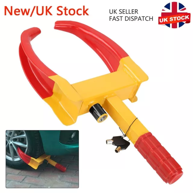 Wheel Clamp Heavy Duty Anti Theft Lock Caravan Trailer Security Car Van + Keys