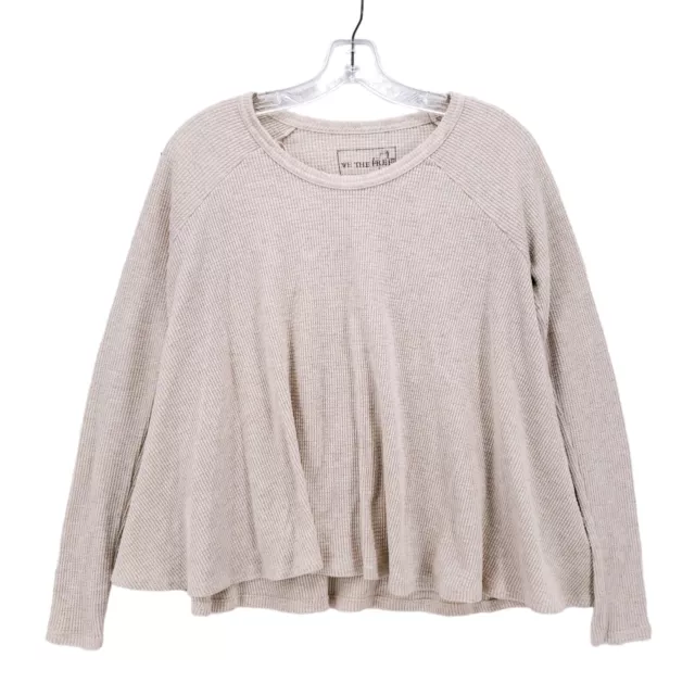 WE THE FREE PEOPLE Beige Waffle Knit Thermal Swing Top Oversized SMALL