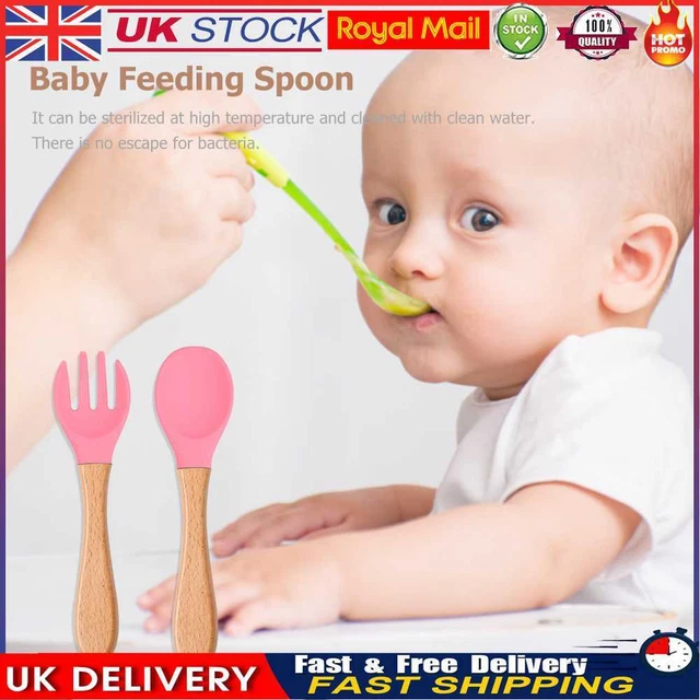 Baby Wooden Silicone Feeding Spoon Toddlers BPA-free Tableware (14)