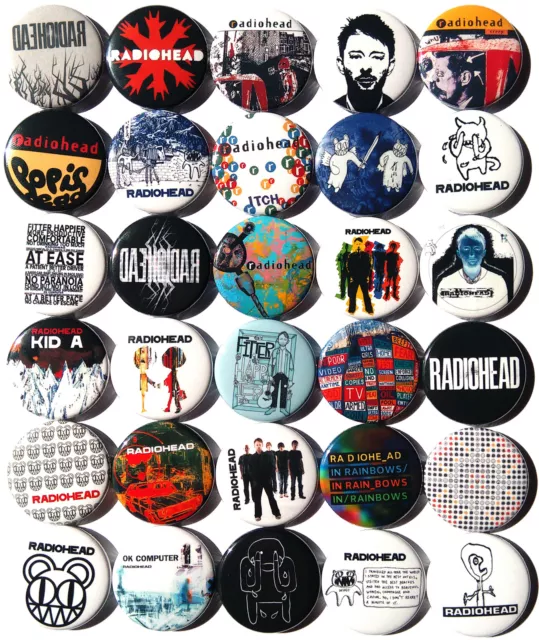 RADIOHEAD Button Badges Pins Creep OK Computer Karma Police Britpop Lot of 30