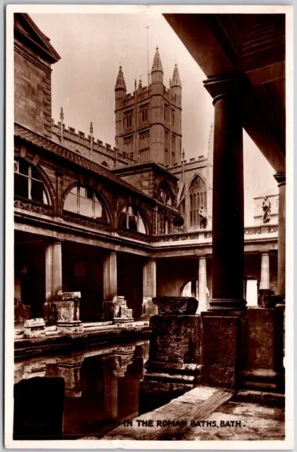 In The Roman Baths England Real Temple Urban Settlement Photo RPPC Postcard