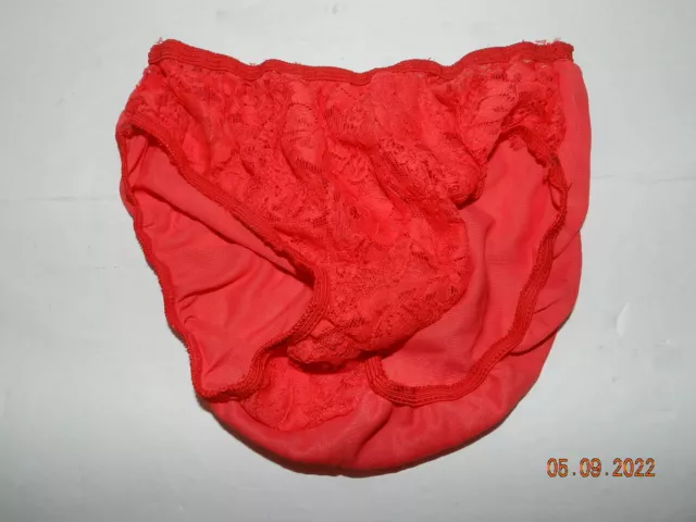 Eiderlon Nylon Panties/Crotch Vintage Size 5 RED lace front second skin back