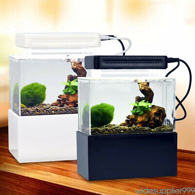 Fish LED Aquarium Tank Betta Breeding Building Desktop Small Tank + Pump Quiet 2