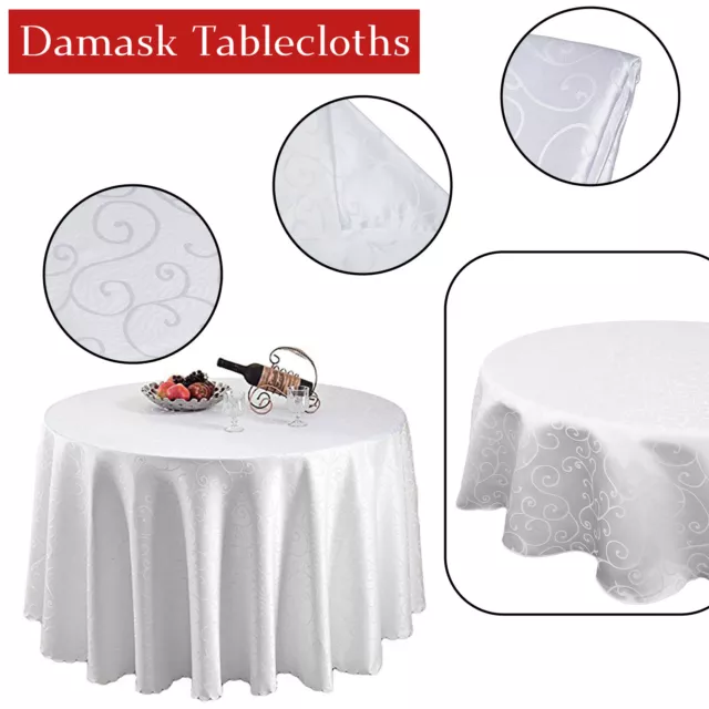 Damast Jacquard Tischdecke Abdeckung 100% Polyester Weiß Rund Hochzeit