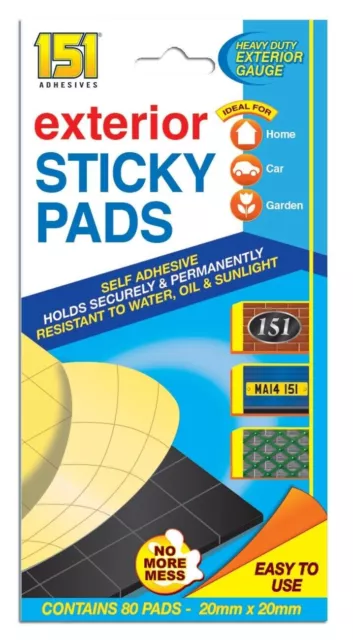 80pk Exterior Sticky Pads Heavy Duty Adhesive Double Sided Pads Home Car Garden