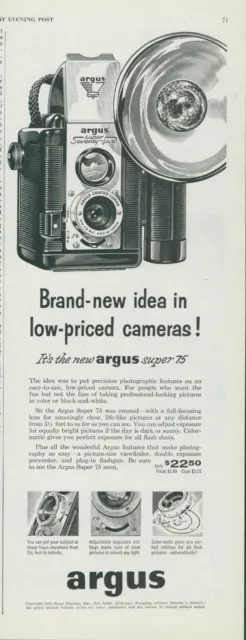 1955 Argus Camera Super 75 Vintage Print Ad Flash Color-matic Exposure Focus SP2